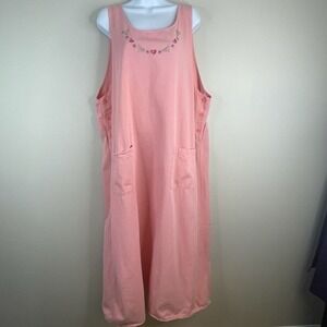 Vintage Las Olas Lagenlook Maxi Dress 1X Sleeveless Cottage Prairie Modest Comfy